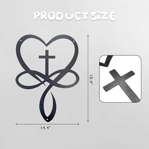 Natrlart Metal Infinity Heart Cross Wall Decor, Crosses Wall Art Home | Heart And Love Sign Wall Art, Love Gift For Wedding Home Bedroom Living Room Decoration（Black Iron Vein)