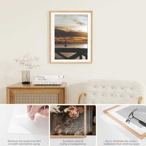Fun Memories 18x22 Oak Picture Frame for Wall, 18x22 Frame with Matted to 15x20, Solid Wood Picture Frames for Wall Art Photo and Prints (Natural, 1 Pack)