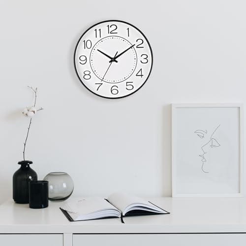HZDHCLH Modern Wall Clocks Battery Operated,10 inch White Clock for Wall,Silent Small Wall Clock for Living Room Bedroom Kitchen Office Nursery Decor