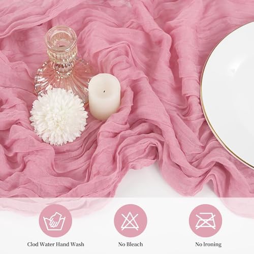 20 Pack Cheesecloth Table Runner 17 x 108 Inch, Dusty Rose