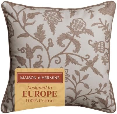 Maison d' Hermine Throw Pillow Covers 100% Cotton (20" x 20" - Pack of 1)