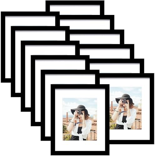 Picrit 9x12 Picture Frame Set of 12, Modern Gallery Wall Frames, Black