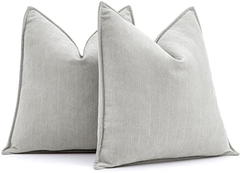 MIULEE Pack of 2 Light Grey Decorative Chenille Pillow Covers 18x18 Inch