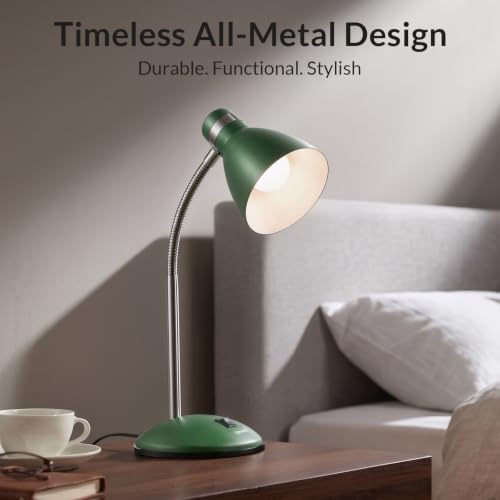LEPOWER Metal Desk Lamp, Adjustable GooseNeck Reading Light for Bedroom
