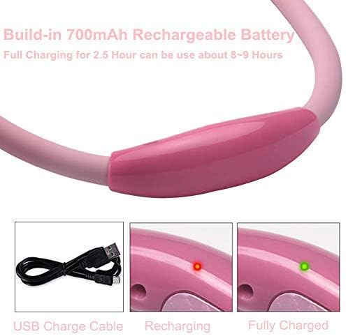 Rechargeable LED Neck Reading Light, Book Lights for Reading in Bed, 3 Brightness Levels, 2 Flexible Soft Silicone Arms Comfortable Wear, Long Lasting. Perfect for Bookworms, Craft & Knitting (Pink)