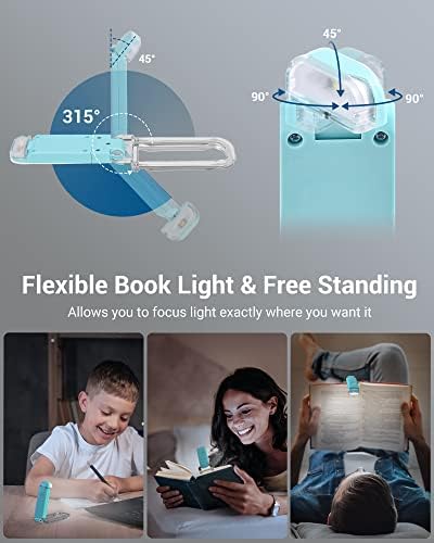 DEWENWILS USB Rechargeable Book Reading Light, Clip on Book Light (Blue)