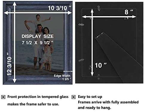 LaVie Home 8x10 Picture Frames (3 Pack, Blue Wood Grain) Rustic Photo Frame Set with Tempered glass for Wall Mount & Table Top Display