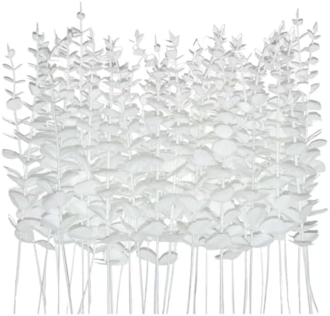 White Eucalyptus Stems Faux Eucalyptus Leaves for vase White Flowers for Wedding Bouquet Centerpiece Flower Floral Arrangement Home Decoration (36, White)