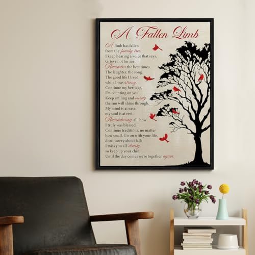 Framed Wall Art a Fallen Limb Memorial Poster Print Wall Decor | Sympathy Bereavement Gifts for Loss of Loved One Painting for Home Bedroom Decoration 11.5x15 Inches