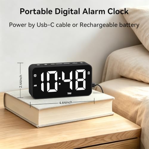 Small Plug in Digital Alarm Clocks for Bedrooms Living Room Study Loud Bedside Desk Clock with Battery & Memory Function Dual Alarm 3 Modes Weekends Weekdays Every Day for Kids Heavy Sleepers Adults