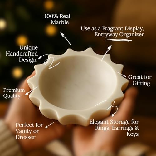 SWADESHI BLESSINGS HandMade Large Marble Decorative Bowl for Home Decor 12"