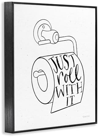 Stupell Industries 'Just Roll with It Toilet Paper', Framed Giclee Art, Black, 11 x 14 Inches, Easy to Hang and Sturdy, Made in USA, by Becky Thorns