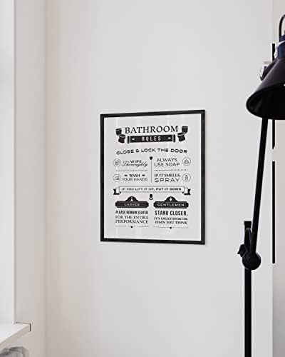 HAUS AND HUES Funny Bathroom Wall Art - Humorous Bathroom Signs, Toilet Art, Funny Restroom Decor, Bathroom Rules Poster (12"x16" Unframed)