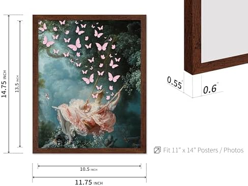 Poster Master Butterfly Print - The Swing Painting Poster - Altered & Pop Art - Aesthetic Wall Design - Gift for Men & Women - Decor for Office, Bedroom or Living Room - 11x14 Brown Framed