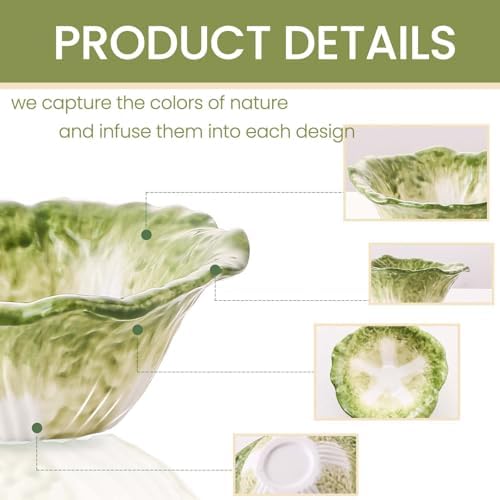 KXZ 5 oz Ceramic Dipping Bowl, Green Cabbage Shape Small Bowls, Porcelain Mini Baking Cups Oven Safe for Personal Ice cream, Soy Sauce, Dipping Dish, Cheese, Snack, Yogurt, Ketchup, BBQ