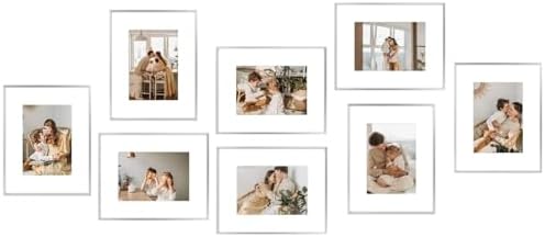 Golden State Art 8x10 Silver Aluminum Frame, Real Glass, Mat Fits 5x7