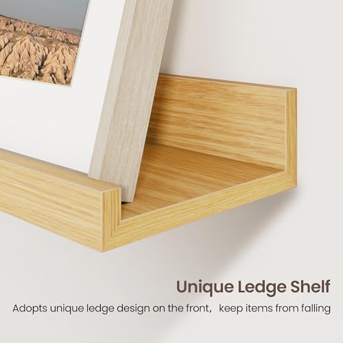 Axeman 48 Inch Floating Shelves with Lip, Set of 3 - Oak - Wall Mounted Shelves for Storage and Display - Engineered Wood - 22 lbs Weight Capacity