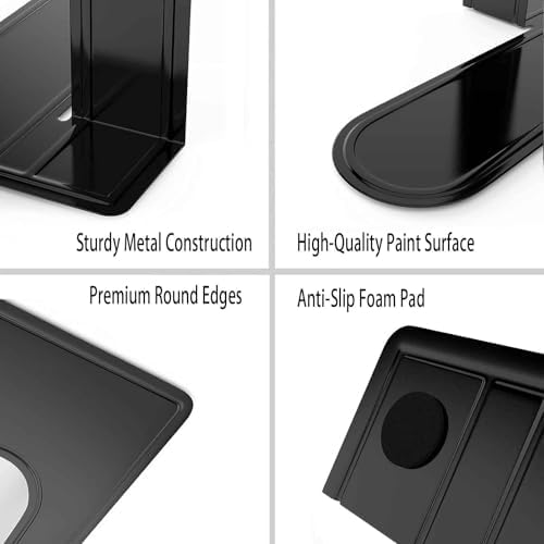 Optomni Bookends, Book End Supports Heavy Duty Metal Bookend Support, Book Ends Supports for Shelves Decor Home Office School 2 Pairs (Black, 4 Pairs/8 Pieces)