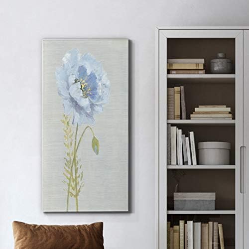 Renditions Gallery Canvas Floral Wall Art Nature Paintings & Prints Premium Jardin Bleu Modern Romantic Artwork Canvas Botanical Decorations for Bedroom Office Kitchen - 12"x24" LT43