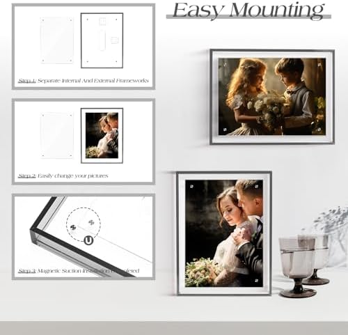 TWING 5x7 Picture Frame Acrylic Magnetic Wall Mounting/Self Standing Frame