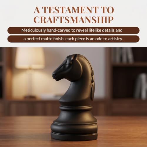 Decorative Bookends Chess Bookends, Black Book Ends Heavy Book Supports, Unique Bookends Decor for Office Home Desk Bookrack, 7"(L) x4(W) x7(H), 1Pair/2Piece