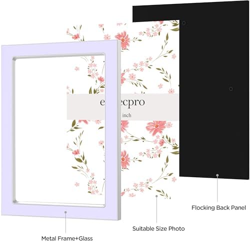 eletecpro 4x6 Enamel Picture Frame with Real Glass Cover, Purple, 2-Pack