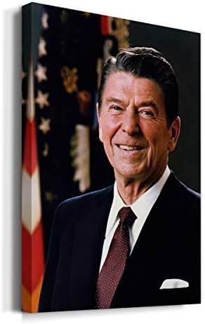 Renditions Gallery Ronald Reagan Presidental Portrait Wall Art, Premium Gallery Wrapped Canvas Decor, Ready to Hang, 36 in H x 24 in W, Made in America Print