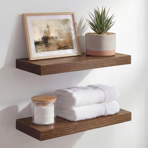 Homeforia 16 Inch Floating Shelves, High-End Solid Pine Wood, Set of 4