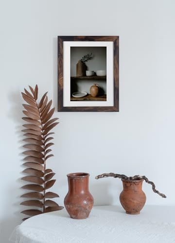 Wooden Brown 11x14 Picture Frame with Mat 2 Set in 1 Pack,Display 11x14 without Mat or 8x10 with Mat，Wall Gallery Photo Frames