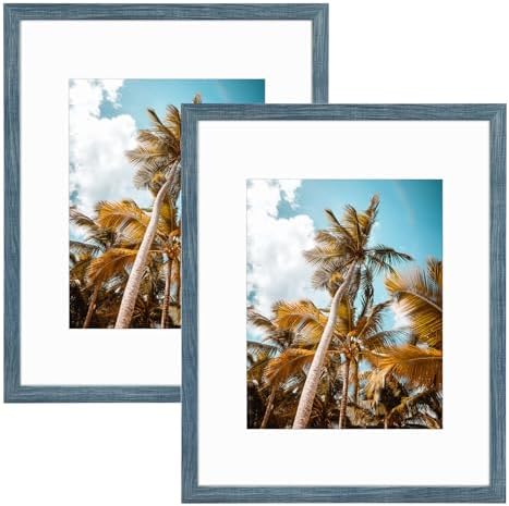 Frametory 2 Pack 16x20 Blue Picture Frame with Real Glass Mat for 11x14