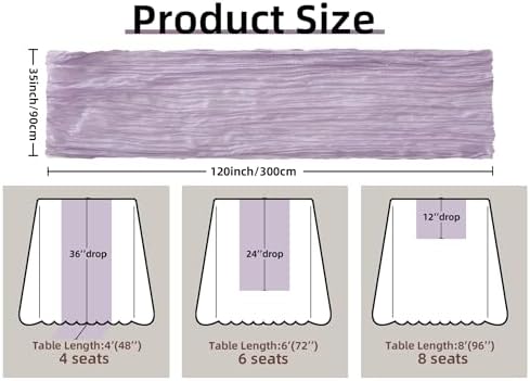 FEXIA Lilac Cheesecloth Table Runner Wedding Baby Shower Home Boho Decor