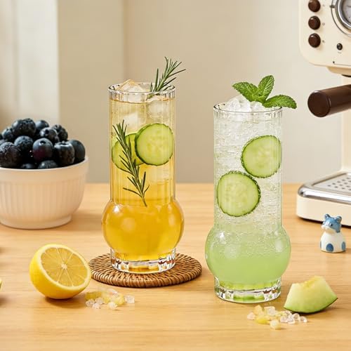6.5Inch Drinking Glasses for Home Decor,12pcs Fluted Glass Vase Set | Ribbed Cylinder Glass Vases for Wedding Centerpiece, Modern Clear Glass Glass Tumbler Set for Living Room, Dining & Event