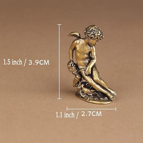 Copper Cupid Angel Figurines Statues Cute Wings Cherubs Sculpture Portable Mini Size Home Decorations Office Desk Decor Table Ornament Gift for Lover Kids Boy Girl Friends