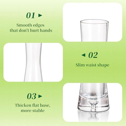Hewory Glass Bud Vases for Centerpieces Set of 6, Handmade Modern Clear Small Skinny Decorative Single Flower Vase, Minimalist Slim Floral Vase for Home Wedding Party Events Table Decor, 9.64"
