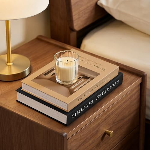 JARLINK Decorative Books, Set of 3 Stackable Fake Book Storage Boxes, Black