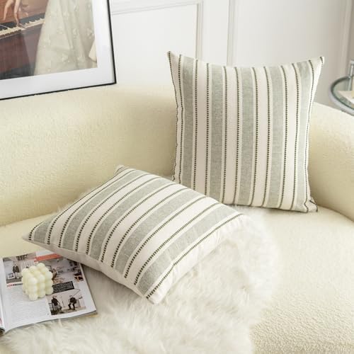 Boho Textured Throw Pillow Covers 22x22 Inch Set of 2 Farmhouse