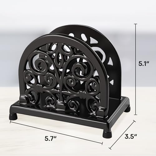 JOGREFUL Cast Iron Napkin Holder, Kitchen Organizer Scrollwork Latte Gold