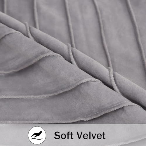 Velvet Throw Pillow Covers 16x16 inch Pack of 2 Gold Decor Gray
