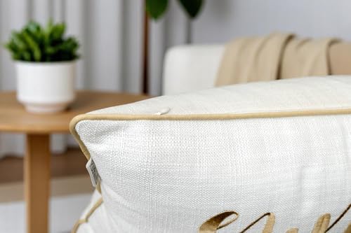 Rudransha Sweet Dreams Ivory Lumbar Pillow Cover 12x18 – Embroidered Script Quote Cotton Cushion Case – Good Night Sleep Bedroom Nursery Decor for Bed Crib Guest Room