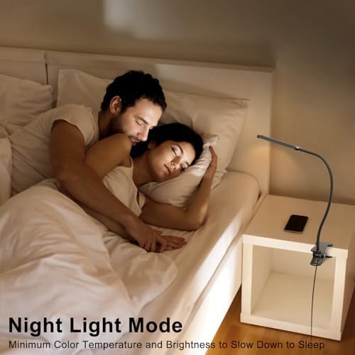 Mojimdo Desk Lamp with Remote, 3 Color & 5 Brightness & 77LED Dimmable Reading Lamp, 15.8'' Flexible Gooseneck Clamp Lamp, Eye-Caring Clip on Light with Adapter for Reading Study Workbench Drafting