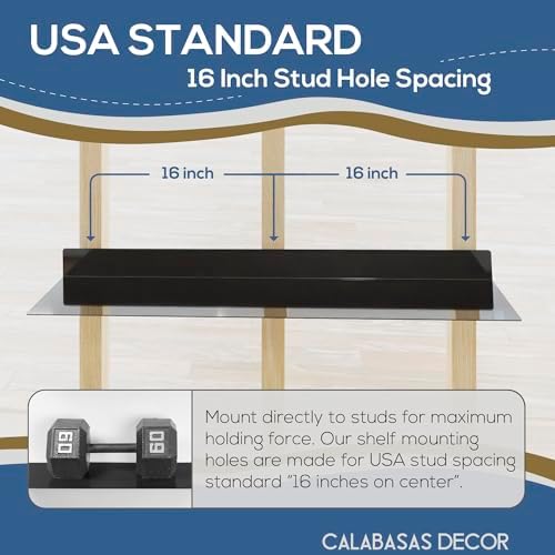 36x12 in Metal Floating Shelf Black Gloss Wall Mounted - Made in The USA - Bedroom, Living Room, Bathroom, Kitchen