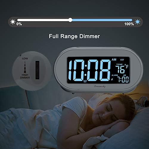 DreamSky Alarm Clocks for Bedrooms, Auto Set Digital Clock with Date & Temp