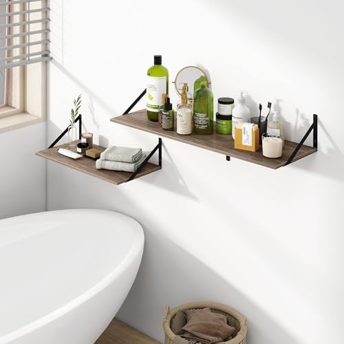 Heimlove 24W x 12D Deep Floating Shelves Set of 2 Grey