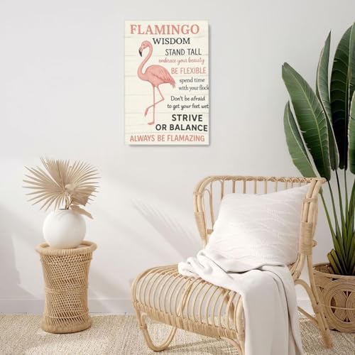 Pink Flamingo Decor Wall Art Flamingo Wisdom Pictures Inspirational Quotes Canvas Prints Painting Animal Artwork Decoration for Bathroom Bedroom Living Room Framed Girls Gifts 16"x24"