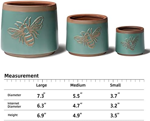 Terracotta Pots, 8+6+4 Inch Plant Pots, 3 Pcs with Drainage Holes