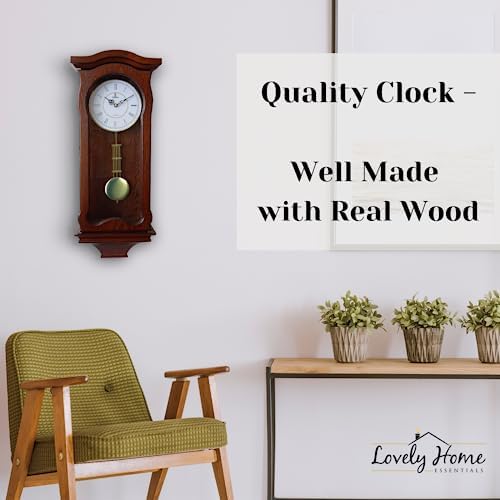 Pendulum Wall Clock, Hanging Wooden Grandfather Wall Clock, Quiet