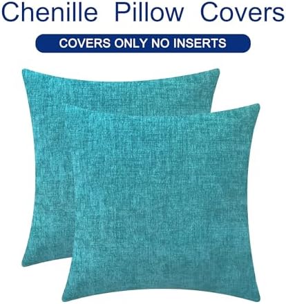 CaliTime Decorative Couch Throw Pillow Covers 18 X 18 Inches Lake Blue