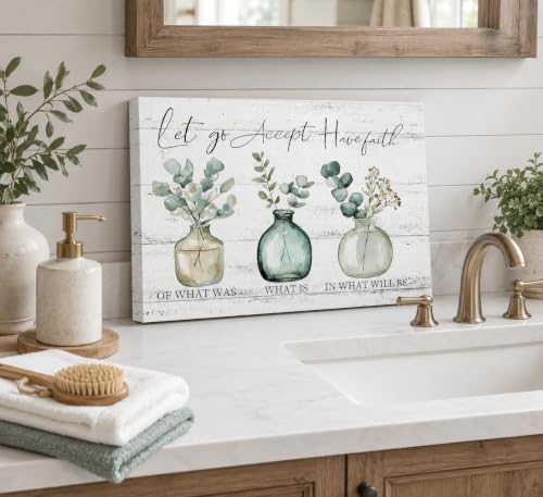 Botanical Inspirational Canvas Wall Art Sage Green Eucalyptus Leaf Motivational Quotes Paintings Picture Wall Decor Posters Prints Artwork for Office Bathroom Home Decoration