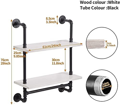 ROGMARS White Bathroom Floating Shelves for Wall Industrial Pipe Shelving