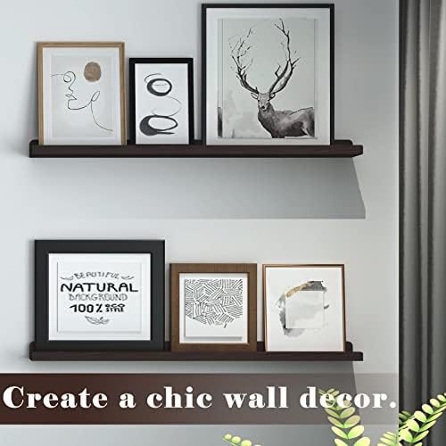 WELLAND Espresso Picture Ledge Shelf Display Wall Shelf 36" for Bedroom, Living Room, Bathroom, Kitchen, Office and More